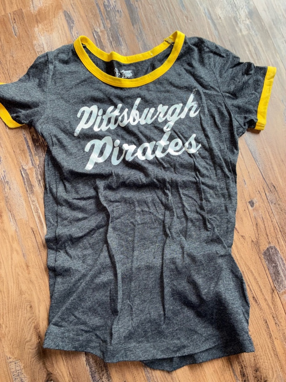 Pittsburgh Pirates Women's Black and Yellow Ringer Tee
